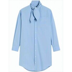 AMI PARIS Light Blue Long-Sleeve Shirt With Oversized Bow Tie Detail